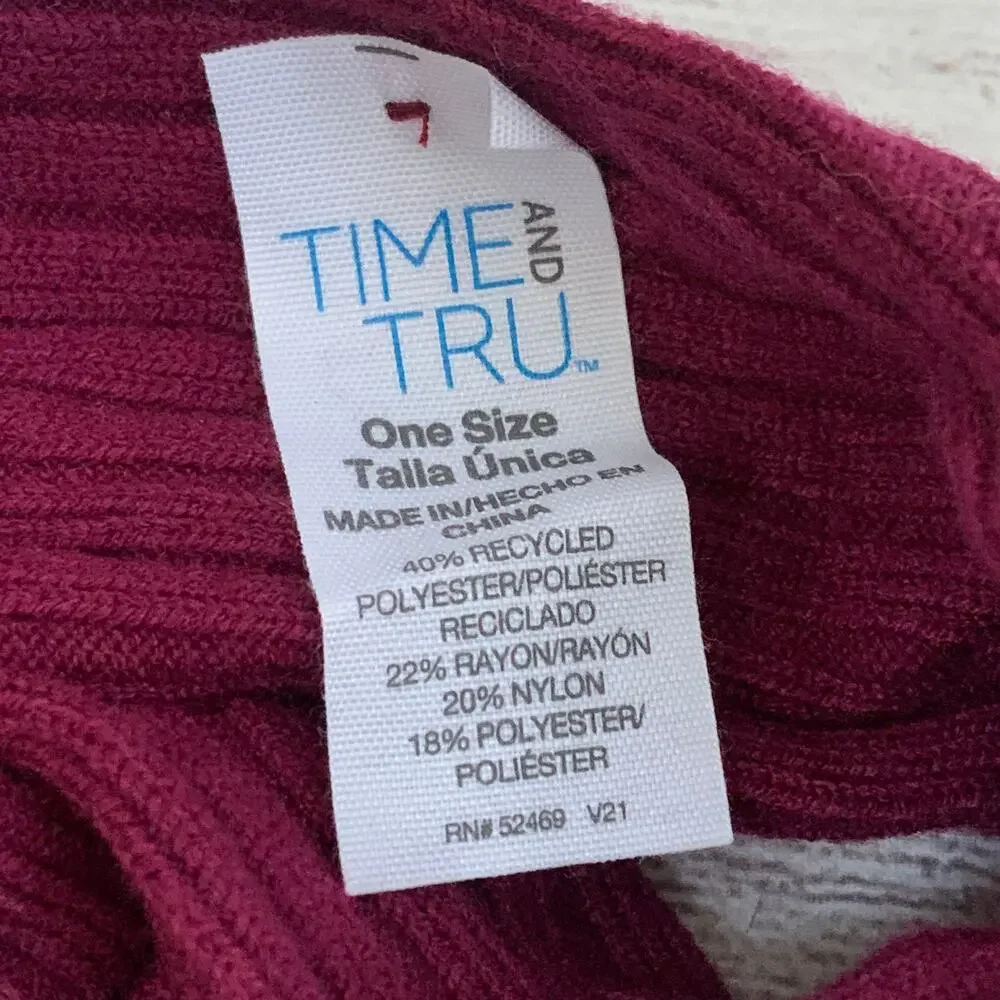 Time and Tru Burgundy Knit Headband Ear Warmer Winter Twisted Bow One Size